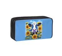 JBJGKHLP Cow with Sunflowers in Blue Print Simple Spacious Pen Case Office Stationery Organizer Pouch Lightweight Storage Pens