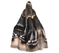 JBJGKHLP Cowboy Black Hat Western Boots Print Adults Hooded Cloak Carnival Costume Cosplay Wedding Party Outdoor Celebrations