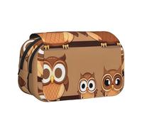 JBJGKHLP Cute Big Brown Cartoon Owls Print Versatile Pencil Case Large Capacity Storage Makeup Toiletry Pouch Travel Office