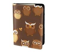 JBJGKHLP Cute Brown Cartoon Owl Print Passport Travel Document Wallet Case Unisex Lightweight Secure Travel Accessories