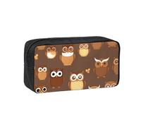 JBJGKHLP Cute Brown Cartoon Owl Print Simple Spacious Pen Case Office Stationery Organizer Pouch Lightweight Storage Pens