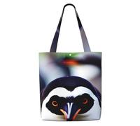 JBJGKHLP Cute Penguin Head Print Reusable Canvas Shoulder Bag Large Capacity Tote Travel Picnic Weekend Getaways