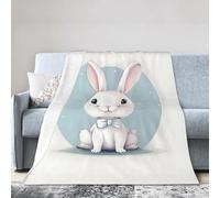 JBJGKHLP Cute White Rabbit Print Print Ultra-Soft Flannel Blanket Anti-Pilling Blankets Wrinkle Non-Shedding, All Seasons