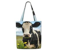 JBJGKHLP Dairy Cow Print Reusable Canvas Shoulder Bag Large Capacity Tote Travel Picnic Weekend Getaways