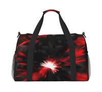 JBJGKHLP Explosion Burst Red Black Print Versatile Hand Travel Bag Foldable Shoulder Tote Business Trip Outdoor Carry-On