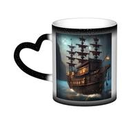 JBJGKHLP Fantasy Pirate Ship Print Starry Sky Color-Changing Mug Birthday Anniversary Office Gift Ceramic Coffee Mugs
