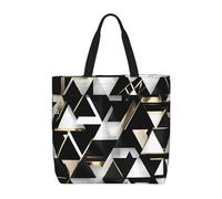 JBJGKHLP Fashion Modern Black White Gold Triangle Print Large Capacity Bag Women Shoulder Organizer Lightweight Travel Everyday Tote