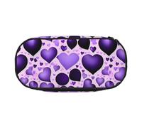 JBJGKHLP Fashional Purple Heart Print Convenient Pencil Case Practical Pen Storage Bags School Office Essentials Vibrant