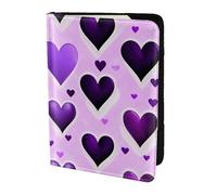 JBJGKHLP Fashional Purple Hearts Print Passport Travel Document Wallet Case Unisex Lightweight Secure Travel Accessories