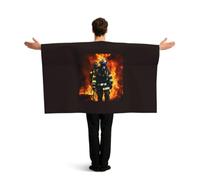 JBJGKHLP Firefighter Fireman Flame Print Patriotic Flag Cape Costume Accessory Celebration Sports Festive Event Wear Party
