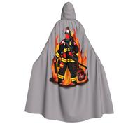 JBJGKHLP Firefighter Fireman Print Unisex Adult Hooded Long Sleeve Cloak Halloween Christmas Carnival Theme Parties