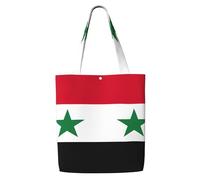 JBJGKHLP Flag Of The Syrian Arab Republic Print Reusable Canvas Shoulder Bag Large Capacity Tote Travel Picnic Weekend Getaways