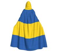 JBJGKHLP Flag Of Ukraine Print Fits Breathable Unisex Full Length Hooded Cloak For Halloween Cosplay Festivals