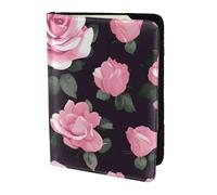 JBJGKHLP Floral Flowers Rose Pink Print Passport Travel Document Wallet Case Unisex Lightweight Secure Travel Accessories