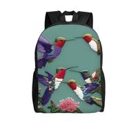 JBJGKHLP Flower Hummingbirds Embroiderys Print Versatile Double Shoulder Backpack Unisex Travel Rucksack For Work Hiking Daily