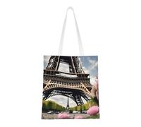 JBJGKHLP Flower Paris Eiffel Tower Print Beach Bag Lightweight Bags Eco-Friendly Foldable Travel Gym All Seasons Versatile
