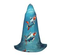 JBJGKHLP Flying Fish In The Ocean Print Unisex Hooded Cloak Robe Carnival Halloween Cosplay Christmas Comfortable Stylish