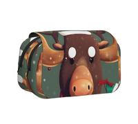 JBJGKHLP Funny Christmas Moose Head Print Versatile Pencil Case Large Capacity Storage Makeup Toiletry Pouch Travel Office