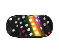 JBJGKHLP Glitter Rainbow Polka Dot Stripe Black and White Print Convenient Pencil Case Practical Pen Storage Bags School Office Essentials Vibrant