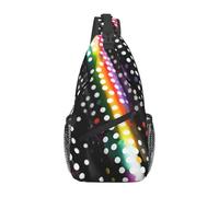 JBJGKHLP Glitter Rainbow Polka Dot Stripe Black and White Print Cross Chest Bag Diagonally Unisex Sling Backpack Outdoor Sport Casual Fashion