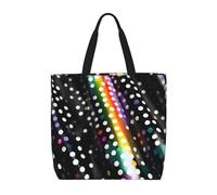 JBJGKHLP Glitter Rainbow Polka Dot Stripe Black And White Print Extra-Large Organizer Bag Unisex Shoulder Tote Shopping Reusable Eco-Friendly