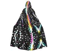 JBJGKHLP Glitter Rainbow Polka Dot Stripe Black And White Print Hooded Cape For Adults Carnival Cosplay 190cm Cloak Comfort Themed Party Masquerade