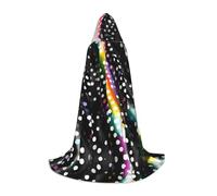JBJGKHLP Glitter Rainbow Polka Dot Stripe Black And White Print Hooded Cloak Cape Unisex Cosplay Costume Wear For Carnival Seasonal Celebrations