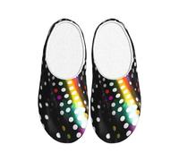 JBJGKHLP Glitter Rainbow Polka Dot Stripe Black and White Print Washable Slippers Unisex flip flops with TPR Sole Cute Hotel shoes for Guestss