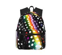 JBJGKHLP Glitter Rainbow Polka Dot Stripe Black And White Print Water-Resistant Casual Backpack Lightweight Dual Shoulder Bag For Travel Hiking
