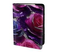 JBJGKHLP Glitter Sequin Roses Print Passport Travel Document Wallet Case Unisex Lightweight Secure Travel Accessories
