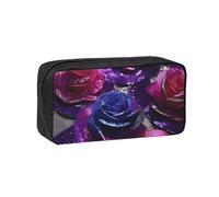 JBJGKHLP Glitter Sequin Roses Print Simple Spacious Pen Case Office Stationery Organizer Pouch Lightweight Storage Pens