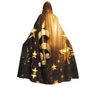 JBJGKHLP Gold Musical Note With Fallen Shiny Star Print Adult Hooded Cloak Carnival Halloween
