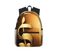 JBJGKHLP Gold Musical Note With Fallen Shiny Star Print Adults Lightweight Casual Backpack Water-Resistant Daily Use Travel Hiking Commuting