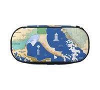 JBJGKHLP Greece Map Print Convenient Pencil Case Practical Pen Storage Bags School Office Essentials Vibrant