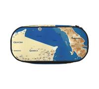 JBJGKHLP Greece Map Print Print Convenient Pencil Case Practical Pen Storage Bags School Office Essentials Vibrant