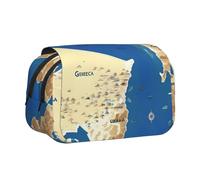 JBJGKHLP Greece Map Print Print Versatile Pencil Case Large Capacity Storage Makeup Toiletry Pouch Travel Office
