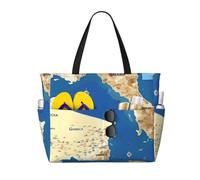 JBJGKHLP Greece Map Print Print Women Mens Beach Travel Bag Foldable Lightweight Tote For Pool Picnic Camping Gym