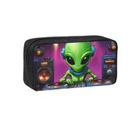 JBJGKHLP Green Alien Print Simple Spacious Pen Case Office Stationery Organizer Pouch Lightweight Storage Pens
