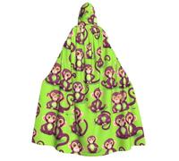 JBJGKHLP Green Clever Monkey Print Unisex Adult Hooded Long Sleeve Cloak Halloween Christmas Carnival Theme Parties