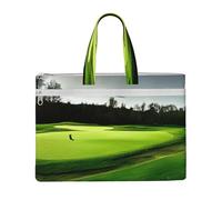 JBJGKHLP Green Golf Course Print Unisex Canvas Tote File Bag Large Capacity Office Travel Shopping Business Trips