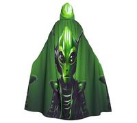 JBJGKHLP Green Long Ear Alien Print Hooded Cloak Cape Unisex Holiday Costume Carnival Party Theme Decor Celebrations