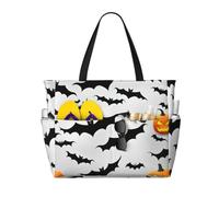 JBJGKHLP Halloween Flying Bats Print Women Mens Beach Travel Bag Foldable Lightweight Tote For Pool Picnic Camping Gym