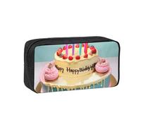 JBJGKHLP Happy Birthday Big Cake Print Simple Spacious Pen Case Office Stationery Organizer Pouch Lightweight Storage Pens