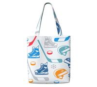 JBJGKHLP Hockey Elements Creative Patterned Print Reusable Canvas Shoulder Bag Large Capacity Tote Travel Picnic Weekend Getaways