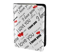 JBJGKHLP I Love You Words with Hearts Print Passport Travel Document Wallet Case Unisex Lightweight Secure Travel Accessories