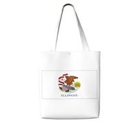 JBJGKHLP Illinois State Flag Print Reusable Canvas Shoulder Bag Large Capacity Tote Travel Picnic Weekend Getaways
