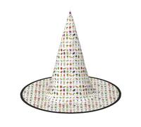 JBJGKHLP Introduction Of Various Vegetables Print Halloween Witch Hat Unisex Carnival Cosplay Party Fashion Cap Costume Accessory