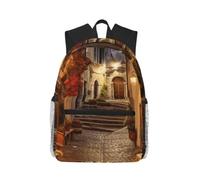JBJGKHLP Italian Old Street Print Water-Resistant Casual Backpack Lightweight Dual Shoulder Bag For Travel Hiking
