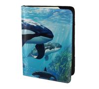 JBJGKHLP Killer Whales Swim Along Print Passport Travel Document Wallet Case Unisex Lightweight Secure Travel Accessories