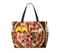JBJGKHLP Large Pizza Print Women Mens Beach Travel Bag Foldable Lightweight Tote For Pool Picnic Camping Gym